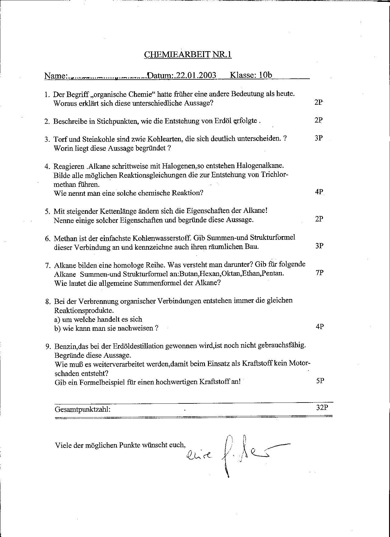 chemie arbeiten klasse 9